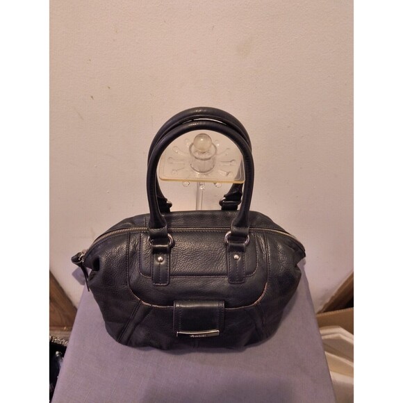 B.MAKOWSKY Large Black Leather Satchel Bag Purse  12 in X 9 in - Picture 2 of 10